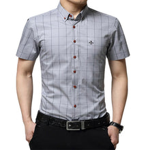 Load image into Gallery viewer, Fashion Blouse Shirt Plaid Male Social Dudalina Short Sleeve Slim Fit Shirt Men Clothing Embroidery White Male Cold