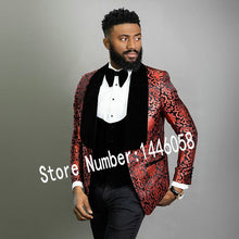 Load image into Gallery viewer, 2019 Black Jacquard Jacket Men Suit Slim Fit Wedding Tuxedo Custom Made Wedding Groom Party Suits Costume Homme Best Man Blazer