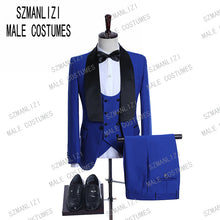 Load image into Gallery viewer, 2019 Black Jacquard Jacket Men Suit Slim Fit Wedding Tuxedo Custom Made Wedding Groom Party Suits Costume Homme Best Man Blazer