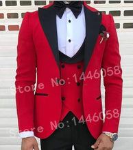 Load image into Gallery viewer, 2019 Black Jacquard Jacket Men Suit Slim Fit Wedding Tuxedo Custom Made Wedding Groom Party Suits Costume Homme Best Man Blazer