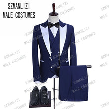 Load image into Gallery viewer, 2019 Black Jacquard Jacket Men Suit Slim Fit Wedding Tuxedo Custom Made Wedding Groom Party Suits Costume Homme Best Man Blazer