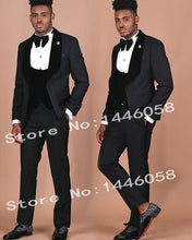 Load image into Gallery viewer, 2019 Black Jacquard Jacket Men Suit Slim Fit Wedding Tuxedo Custom Made Wedding Groom Party Suits Costume Homme Best Man Blazer