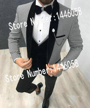 Load image into Gallery viewer, 2019 Black Jacquard Jacket Men Suit Slim Fit Wedding Tuxedo Custom Made Wedding Groom Party Suits Costume Homme Best Man Blazer