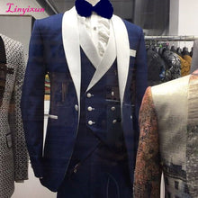 Load image into Gallery viewer, (Jacket+Pants+Vest) 2019 Custom Made Black Paisley Men Suit Groom Tuxedos Groomsmen Best Man Prom Blazer Mens Wedding Suits