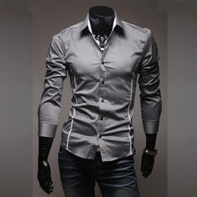 Load image into Gallery viewer, 2018 New Mens Casual Shirts Slim Fit Long Sleeve Gray Male Striped Shirts Camisa Social Clothes Chemise Homme Plus Size M-3XL 50