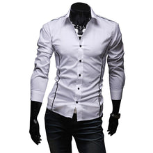 Load image into Gallery viewer, 2018 New Mens Casual Shirts Slim Fit Long Sleeve Gray Male Striped Shirts Camisa Social Clothes Chemise Homme Plus Size M-3XL 50