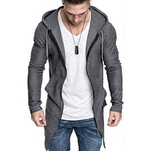 Load image into Gallery viewer, CYSINCOS Men's Long Cardigan Sweater Jacket Hooded Zipper Slim Fit Open Front Longline Cardigans with Pockets Men Sweater Jacket