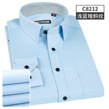 Load image into Gallery viewer, 2019 New Men's Twill Stripes Shirt Long Sleeve Brand soft Casual Slim fit Dress Shirts Men White Wedding Shirt Chemise Homme