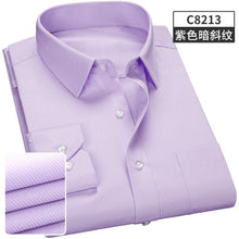 Load image into Gallery viewer, 2019 New Men's Twill Stripes Shirt Long Sleeve Brand soft Casual Slim fit Dress Shirts Men White Wedding Shirt Chemise Homme