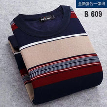 Load image into Gallery viewer, Men Sweater 2020 Autumn Winter New Plus velvet Sweater Men fashion Casual Striped O-neck pullover Pull Men Warm bottoming shirt