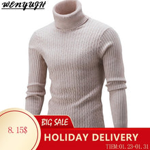 Load image into Gallery viewer, WENYUJH 2019 High Quality Warm Turtleneck Sweater Men Solid Knitted Mens Sweaters Casual Slim Pullover Male Double Collar Tops