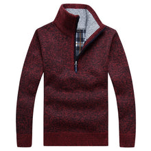 Load image into Gallery viewer, Autumn Men&#39;s Thick Warm Knitted Pullover Solid Long Sleeve Turtleneck Sweaters Half Zip Wool Fleece Winter Coat Comfy Clothing
