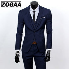Load image into Gallery viewer, ZOGAA Men Dress Suits 5XL 4XL 2019 Business Slim Fit Wedding Groom SuitS Pure Color 3 Piece of Suits Plus Size Men Leisure Suits
