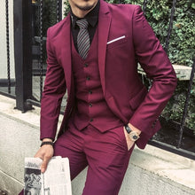Load image into Gallery viewer, ZOGAA Men Dress Suits 5XL 4XL 2019 Business Slim Fit Wedding Groom SuitS Pure Color 3 Piece of Suits Plus Size Men Leisure Suits
