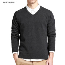 Load image into Gallery viewer, Varsanol Cotton Sweater Men Long Sleeve Pullovers Outwear Man V-Neck sweaters Tops Loose Solid Fit Knitting Clothing 8Colors New
