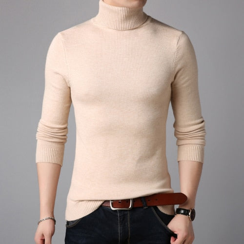 2019 Winter High Neck Thick Warm Sweater Men Turtleneck Mens Sweaters Slim Fit Pullover Men Knitwear Male Double collar S-3XL