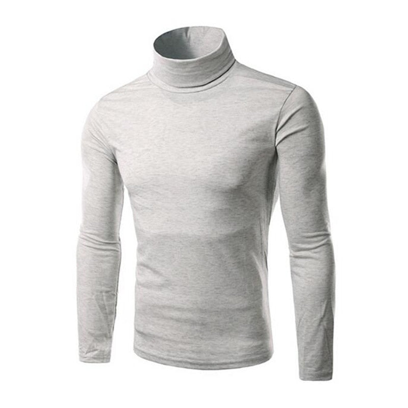 1Pcs Pop Long Sleeve Thermal Slim Cotton Stretch Mens Shirt Fashion Sweaters Turtleneck Casual High Neck Knitwear Pullovers