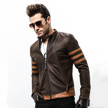 Load image into Gallery viewer, High-end brand men&#39;s zipper leather jacket Wolverine casual PU leather locomotive coat Logan bomber jacket slim coat size M-5XL
