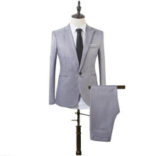 Load image into Gallery viewer, Men&#39;s Fashion Slim Suits Sets Business Casual Clothing Groomsman Two-Piece Suit Pants Trousers Wedding Groom Trousers
