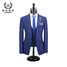 Load image into Gallery viewer, DARO 2020 New Men Suit 3 Pieces Fashion Plaid Suit  Slim Fit  blue purple  Wedding Dress  Suits Blazer Pant and Vest DR8193
