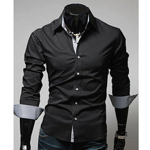 Load image into Gallery viewer, Men&#39;s Shirts Cotton blend Business Casual Navy blue turndown collar Office wedding management  Slim large size Shirts
