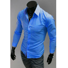 Load image into Gallery viewer, Men&#39;s Shirts Cotton blend Business Casual Navy blue turndown collar Office wedding management  Slim large size Shirts

