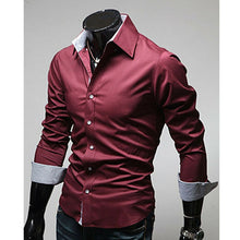 Load image into Gallery viewer, Men&#39;s Shirts Cotton blend Business Casual Navy blue turndown collar Office wedding management  Slim large size Shirts
