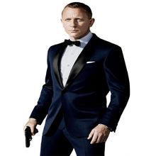 Load image into Gallery viewer, Custom Made Dark Blue Suit Inspired By Suit Worn In James Bond Wedding Suit For Men Groomsman Tuxedos Groom Wedding Suits
