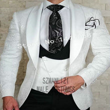 Load image into Gallery viewer, (Jacket+Pants+Vest) 2019 Custom Made Black Paisley Men Suit Groom Tuxedos Groomsmen Best Man Prom Blazer Mens Wedding Suits
