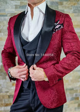 Load image into Gallery viewer, (Jacket+Pants+Vest) 2019 Custom Made Black Paisley Men Suit Groom Tuxedos Groomsmen Best Man Prom Blazer Mens Wedding Suits

