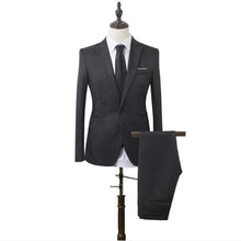 Load image into Gallery viewer, 2 Pcs Mens Fashion Plaid Boutique Formal Business Suit Jackets Men Groom Wedding Dress Suit Coats Mens Casual Suit Blazers
