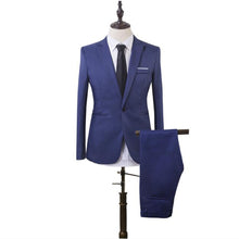 Load image into Gallery viewer, 2 Pcs Mens Fashion Plaid Boutique Formal Business Suit Jackets Men Groom Wedding Dress Suit Coats Mens Casual Suit Blazers

