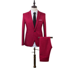 Load image into Gallery viewer, 2 Pcs Mens Fashion Plaid Boutique Formal Business Suit Jackets Men Groom Wedding Dress Suit Coats Mens Casual Suit Blazers
