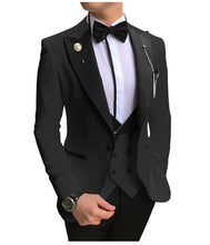 Load image into Gallery viewer, Men Suits 3 Pieces Slim Fit Business Suits Groom Champagne Noble Grey White Tuxedos for Formal Wedding suit (Blazer+Pants+Vest)
