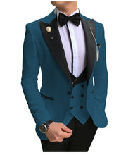 Load image into Gallery viewer, Men Suits 3 Pieces Slim Fit Business Suits Groom Champagne Noble Grey White Tuxedos for Formal Wedding suit (Blazer+Pants+Vest)

