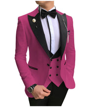 Load image into Gallery viewer, Men Suits 3 Pieces Slim Fit Business Suits Groom Champagne Noble Grey White Tuxedos for Formal Wedding suit (Blazer+Pants+Vest)
