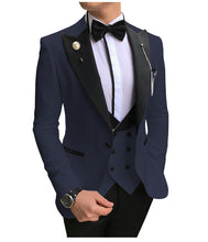 Load image into Gallery viewer, Men Suits 3 Pieces Slim Fit Business Suits Groom Champagne Noble Grey White Tuxedos for Formal Wedding suit (Blazer+Pants+Vest)
