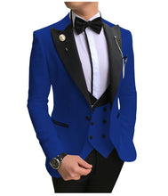 Load image into Gallery viewer, Men Suits 3 Pieces Slim Fit Business Suits Groom Champagne Noble Grey White Tuxedos for Formal Wedding suit (Blazer+Pants+Vest)
