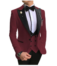 Load image into Gallery viewer, Men Suits 3 Pieces Slim Fit Business Suits Groom Champagne Noble Grey White Tuxedos for Formal Wedding suit (Blazer+Pants+Vest)
