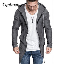 Load image into Gallery viewer, CYSINCOS Men&#39;s Long Cardigan Sweater Jacket Hooded Zipper Slim Fit Open Front Longline Cardigans with Pockets Men Sweater Jacket

