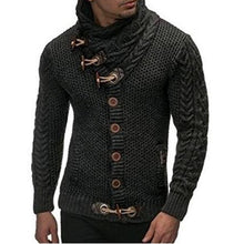 Load image into Gallery viewer, Vintage Horns Buckle Thick Sweater Cardigan Fashion Men Winter Warm Turtleneck Sweaters Casual Knitting Tricot Jumper Outwear
