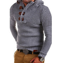 Load image into Gallery viewer, Vintage Horns Buckle Thick Sweater Cardigan Fashion Men Winter Warm Turtleneck Sweaters Casual Knitting Tricot Jumper Outwear
