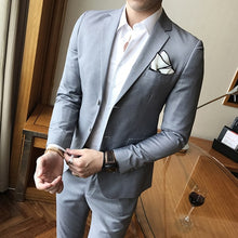 Load image into Gallery viewer, Cor sólida fino ajuste masculino 3 peça ternos vestido de casamento dos homens negócios blazer casual casamento formatura jantar ternos groomsman wear smoking

