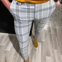 Load image into Gallery viewer, 3 Models Mens Slim Fit Trousers Check Casual Pants Joggers Tartan Jogging Skinny Bottoms
