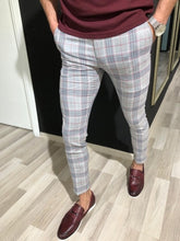 Load image into Gallery viewer, 3 Models Mens Slim Fit Trousers Check Casual Pants Joggers Tartan Jogging Skinny Bottoms
