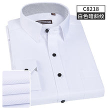 Load image into Gallery viewer, 2019 New Men&#39;s Twill Stripes Shirt Long Sleeve Brand soft Casual Slim fit Dress Shirts Men White Wedding Shirt Chemise Homme

