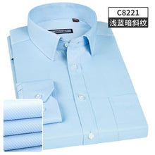 Load image into Gallery viewer, 2019 New Men&#39;s Twill Stripes Shirt Long Sleeve Brand soft Casual Slim fit Dress Shirts Men White Wedding Shirt Chemise Homme
