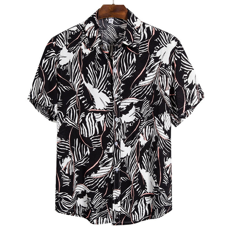 MONERFFI 2020 Quality Harajuku Beach Shirt Men Short Sleeve Hawaiian Shirt Casual Summer Floral Print Men Blouse Loose Surfing