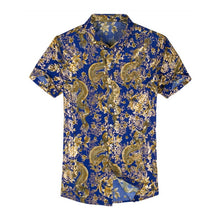 Load image into Gallery viewer, Casual 80% Silk Shirt Men Short Sleeve Both Sides Print Chinese Dragon Nation Flower 2019 Beach Summer Clothes
