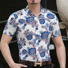 Load image into Gallery viewer, Casual 80% Silk Shirt Men Short Sleeve Both Sides Print Chinese Dragon Nation Flower 2019 Beach Summer Clothes
